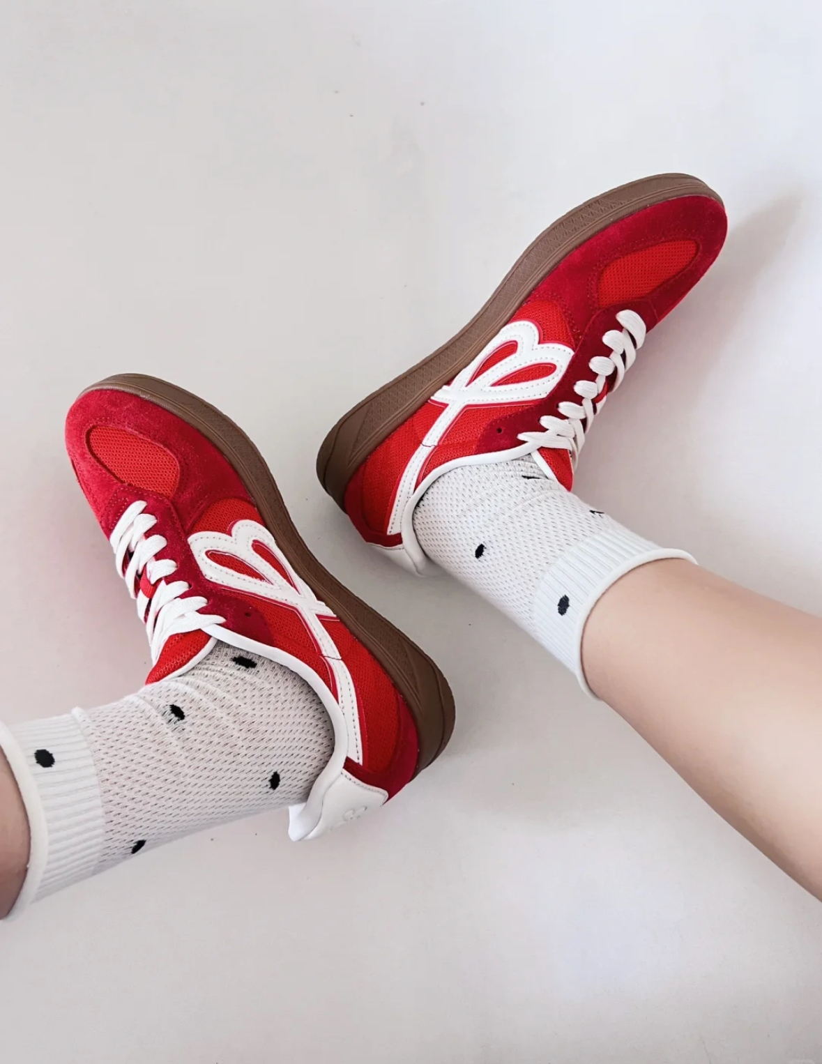 HBD x We Flower 少年紅 正紅色 紅白色 麂皮 復古 德訓鞋 小花鞋/預購