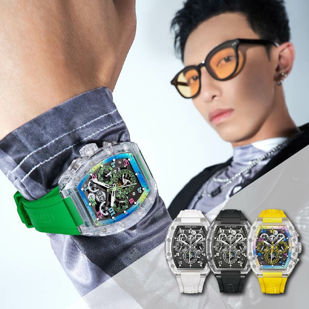 (預購)【Bonest Gatti】Space Exploration BG6006 醒目多色 漸變撞色 鏤空錶盤 夜光 自動機械錶