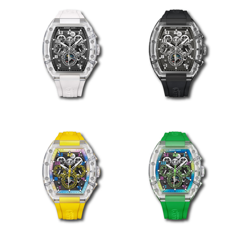 (預購)【Bonest Gatti】Space Exploration BG6006 醒目多色 漸變撞色 鏤空錶盤 夜光 自動機械錶