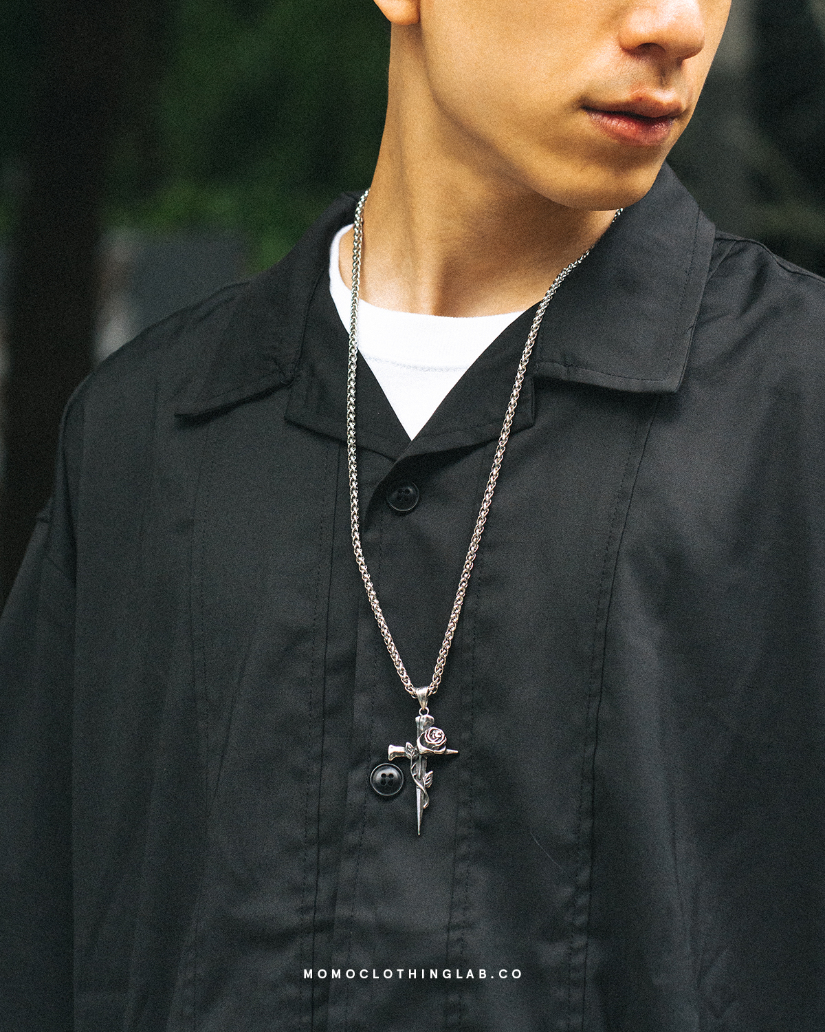 #現貨 (ACCN585) 鋼項鍊 復古玫瑰十字架