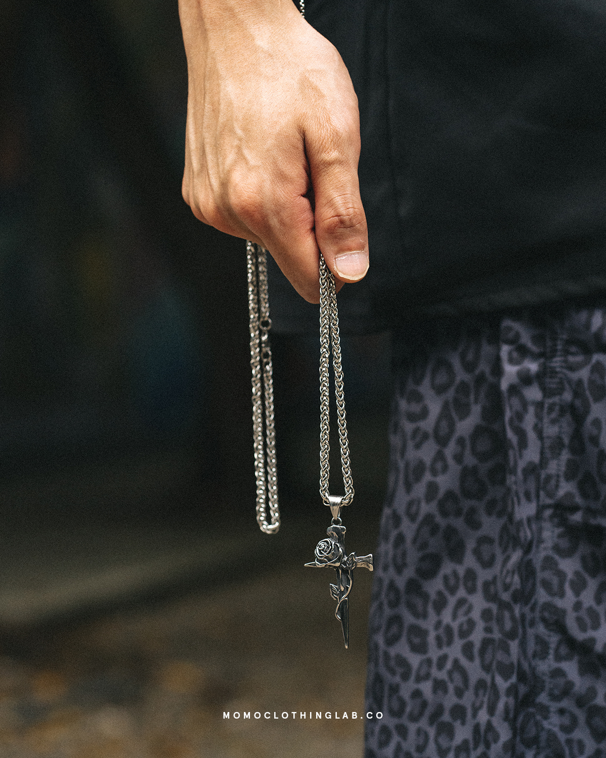 #現貨 (ACCN585) 鋼項鍊 復古玫瑰十字架