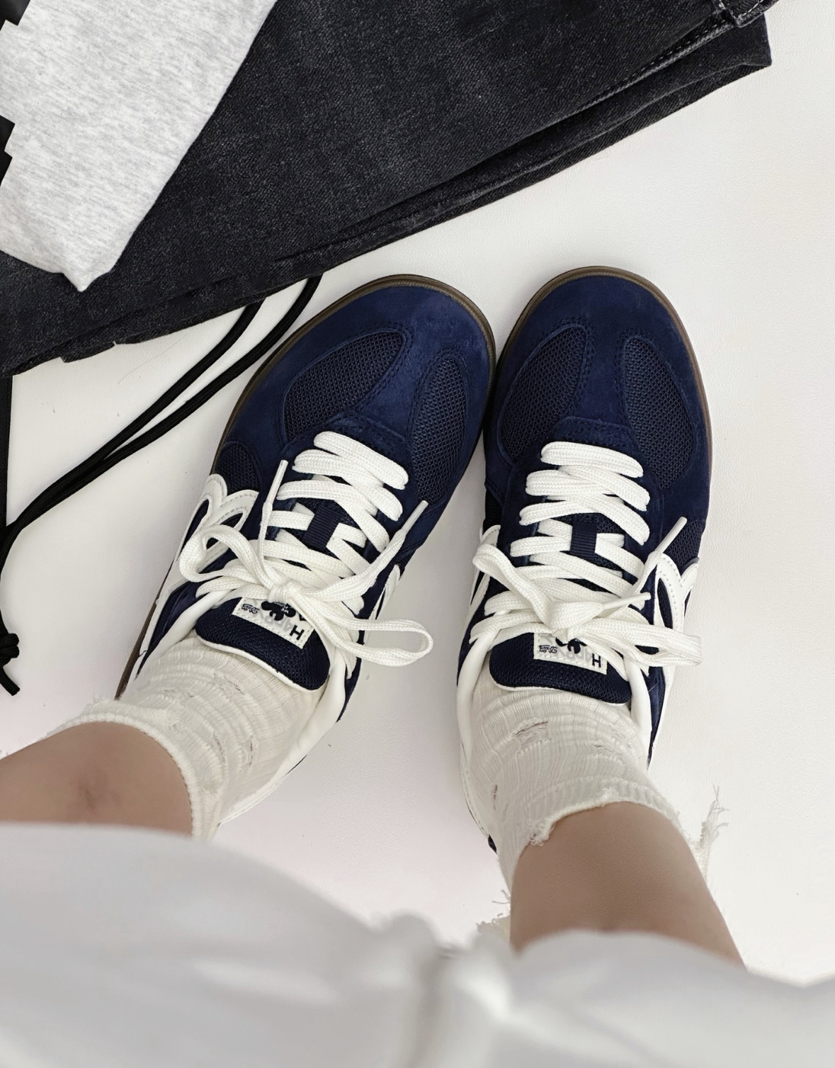 HBD x We Flower 復古藍 深藍色 海軍藍 麂皮 復古 德訓鞋 小花鞋/預購