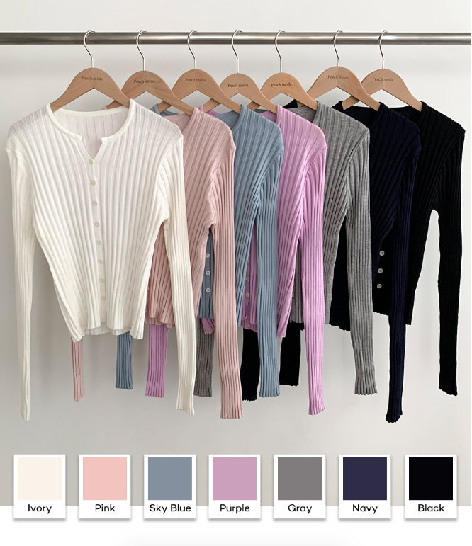 早秋現貨｜V領半短款羅紋針織開襟衫