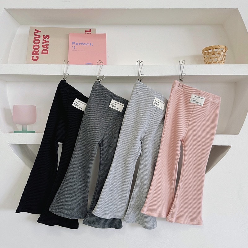 彈力坑條貼標喇叭褲