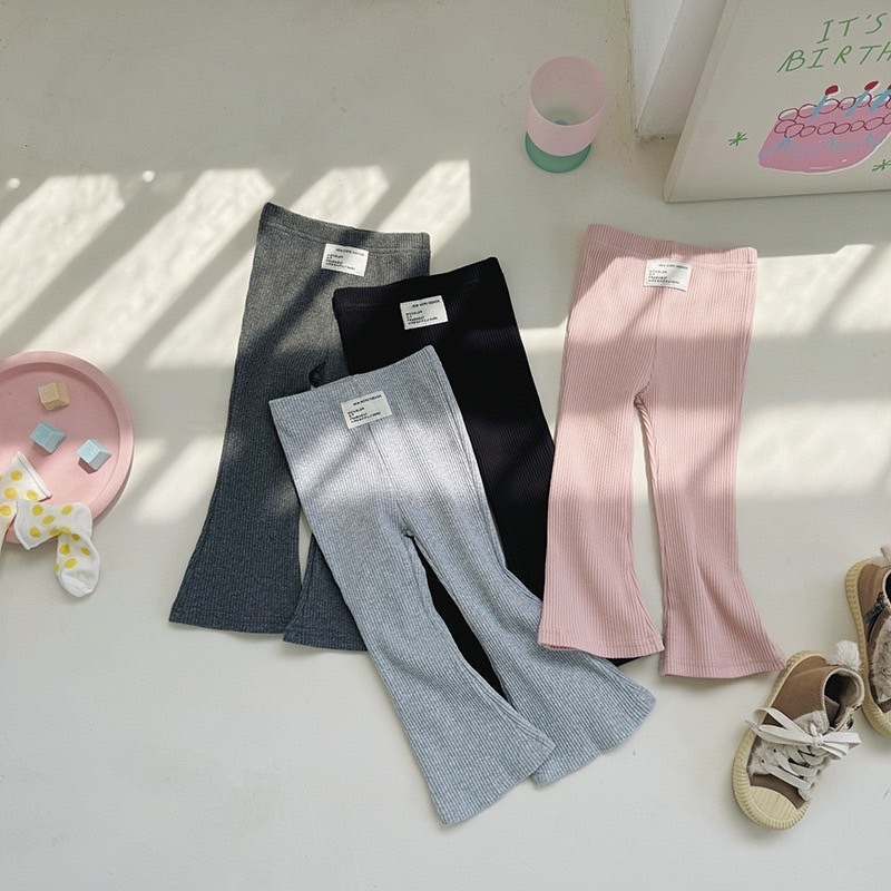 彈力坑條貼標喇叭褲