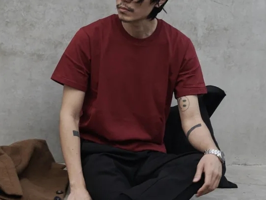 mr.maestro 高磅數- 純棉美式素Tee 勃艮第酒紅