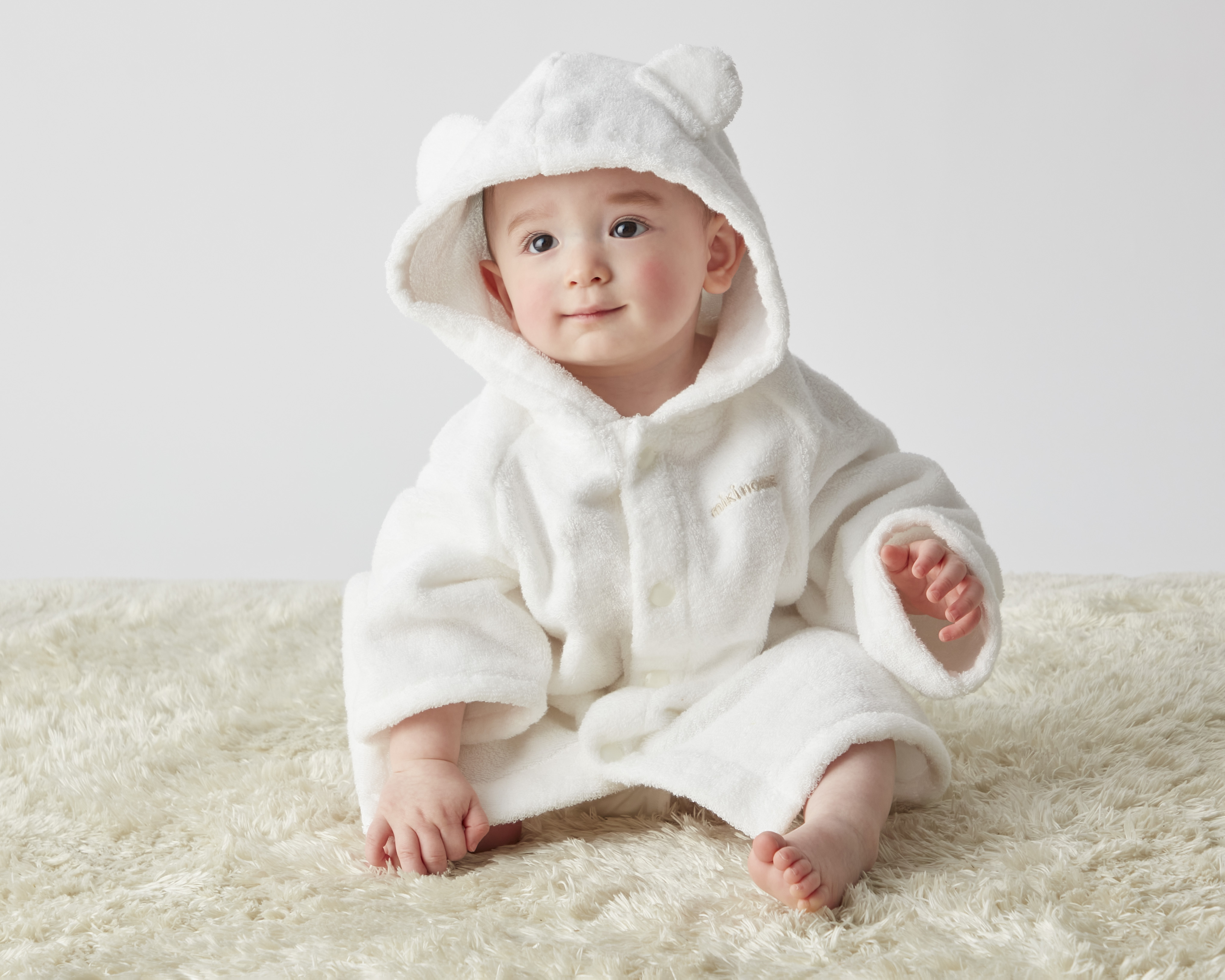 純棉嬰兒浴袍圍兜組盒裝（今治毛巾）-白