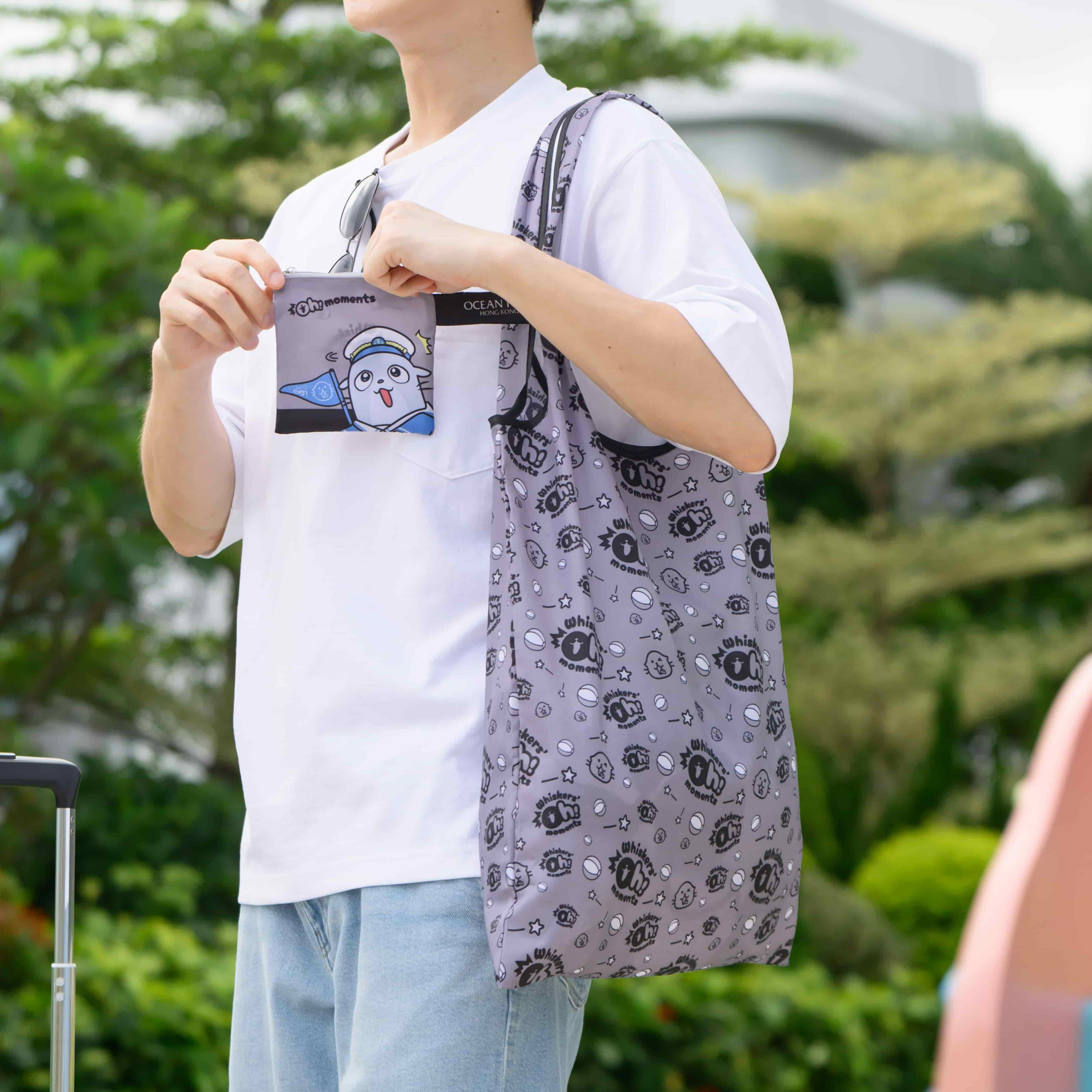 Oh!moments Whiskers Foldable Shopping Bag (Grey)