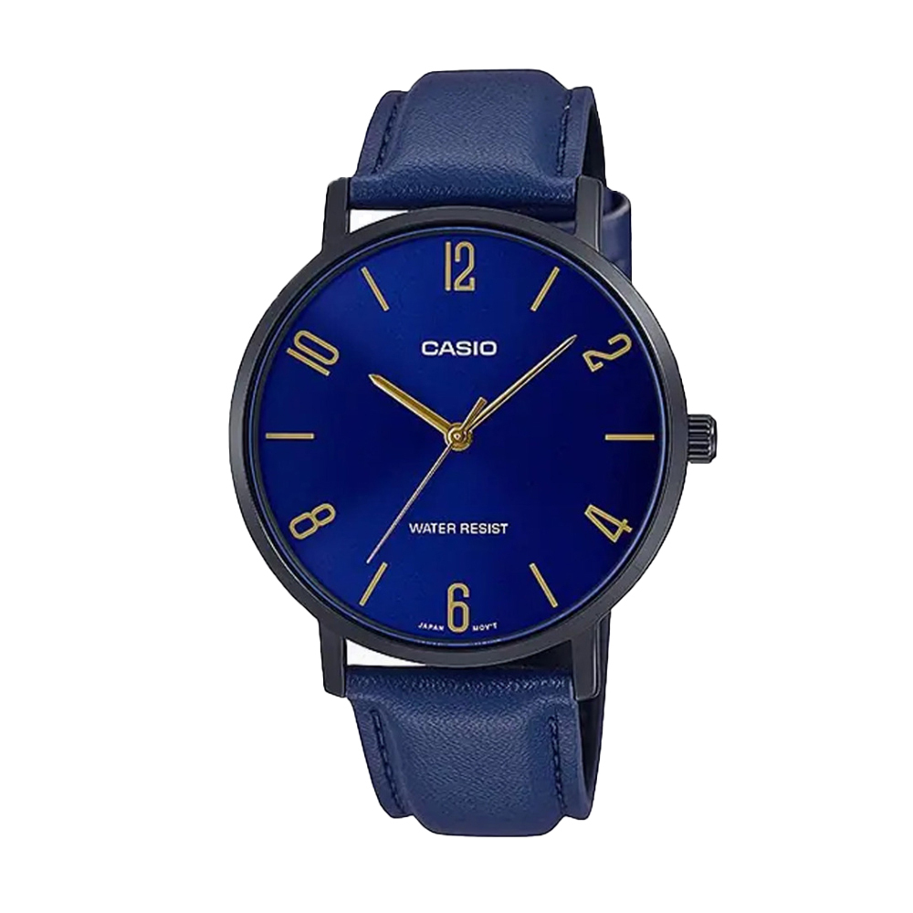 【CASIO】MTP-VT01BL 簡約設計 大錶面 生活防水 皮革腕錶 手錶-