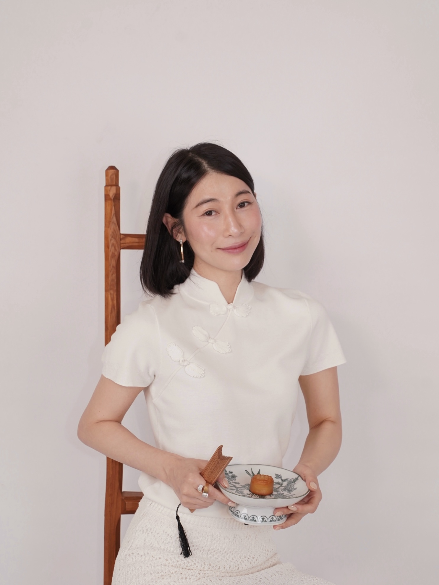 HANAA新款新中式復古立領斜門襟盤扣上衣短袖