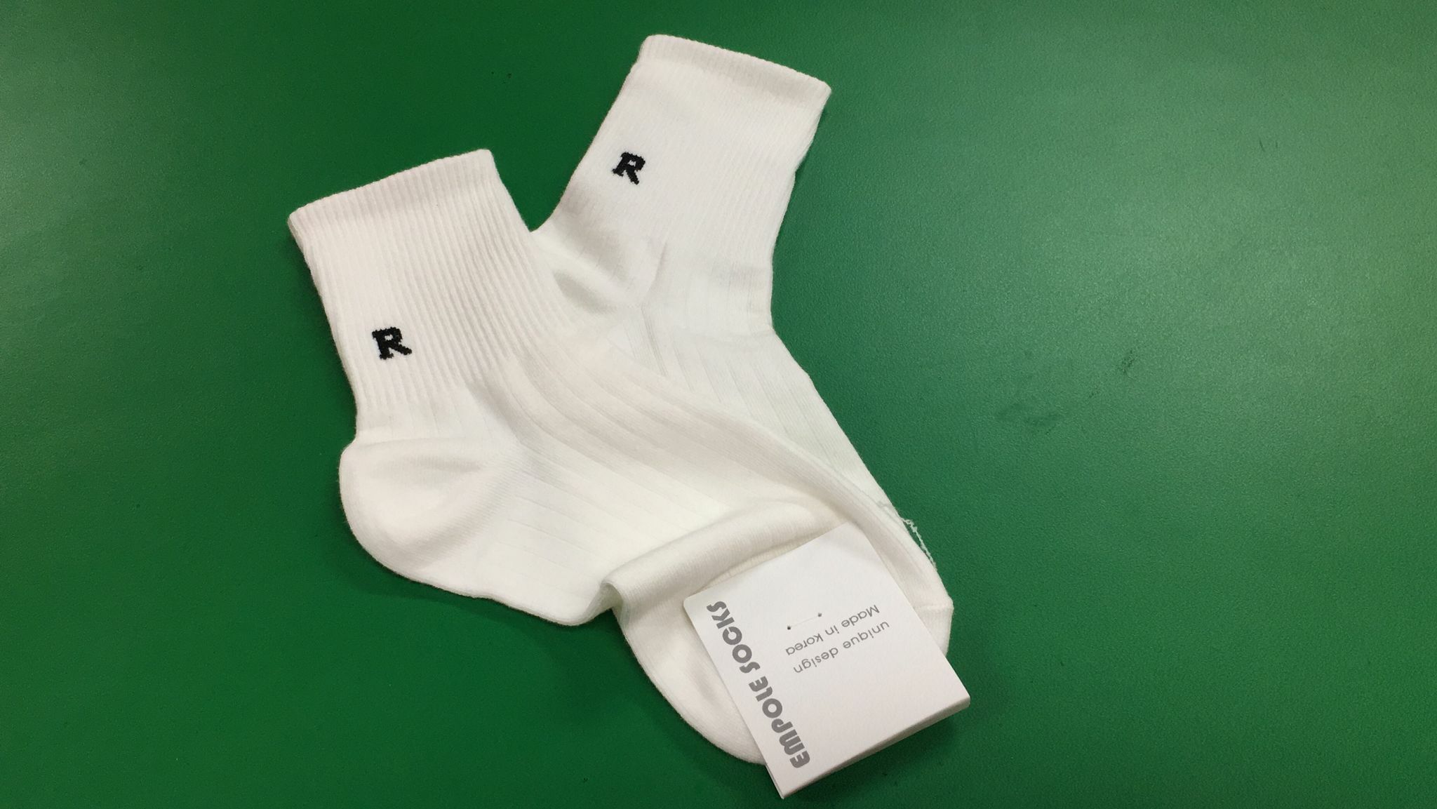 KR R字白襪仔 (K9 S488)