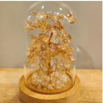 [S] GEMZ & CO HLCT SMALL GLASS DOME TREE (14cm x 10cm), HIGH END CITRINE, W253 (W253)