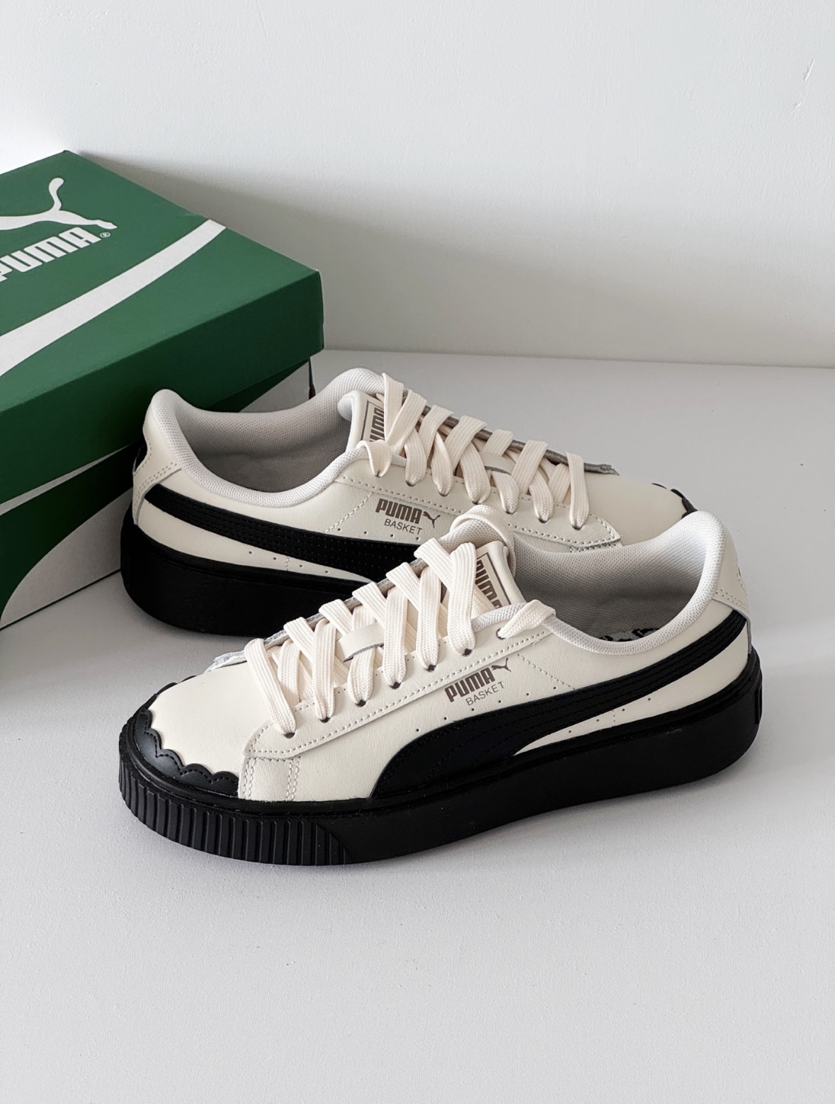 Puma Platform 黑白鬆糕鞋 米白色 黑色 皮革 厚底 增高 女款 397250-01/預購