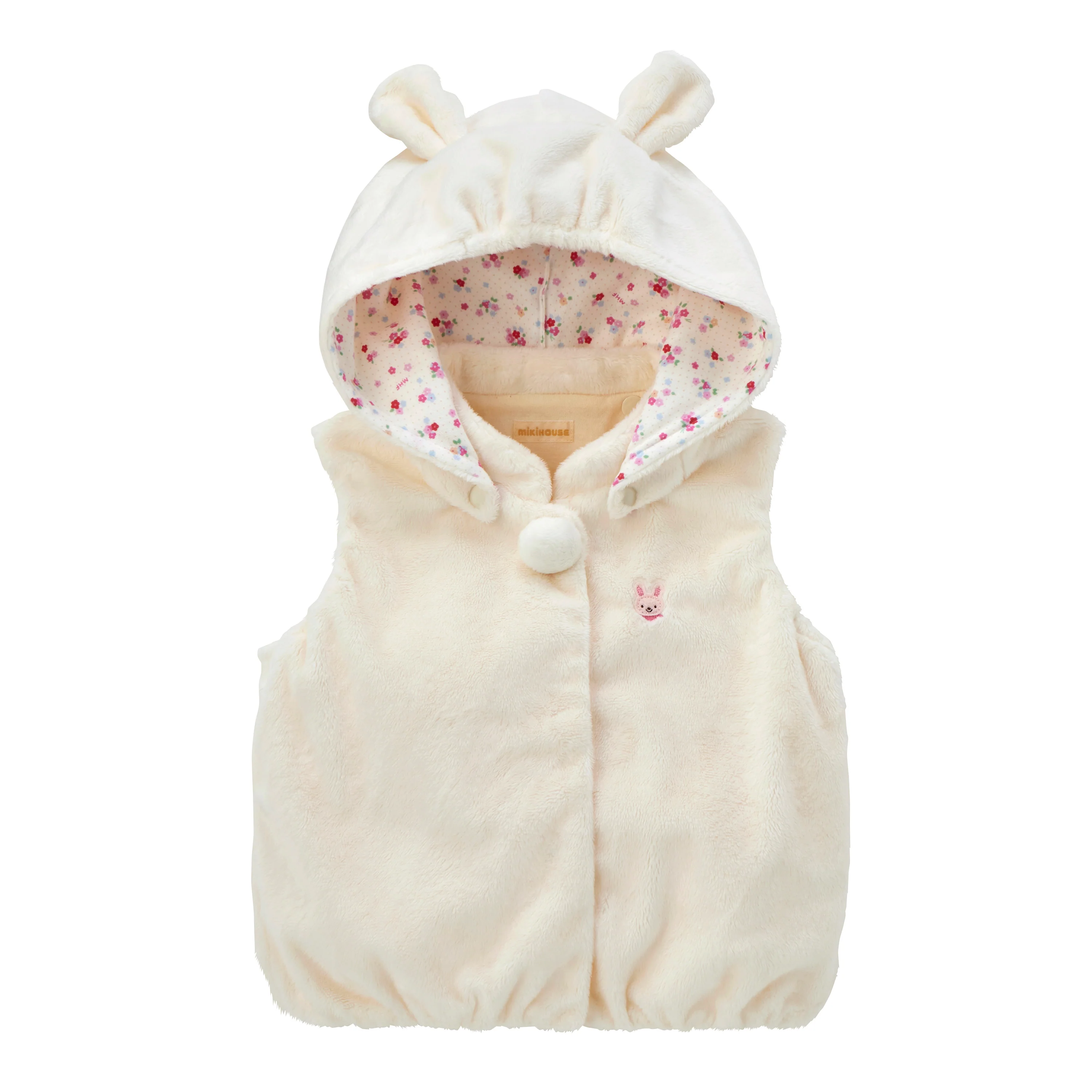 極細絨可拆式連帽背心-白