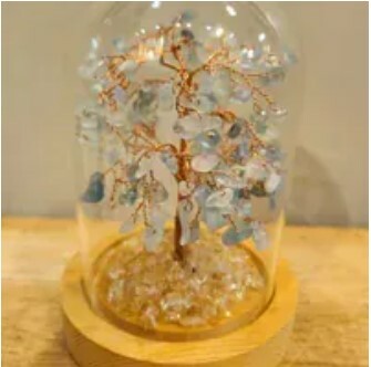 [S] GEMZ & CO HLCT SMALL GLASS DOME TREE 14cm x 10cm, AQUAMARINE, W502 (W502)