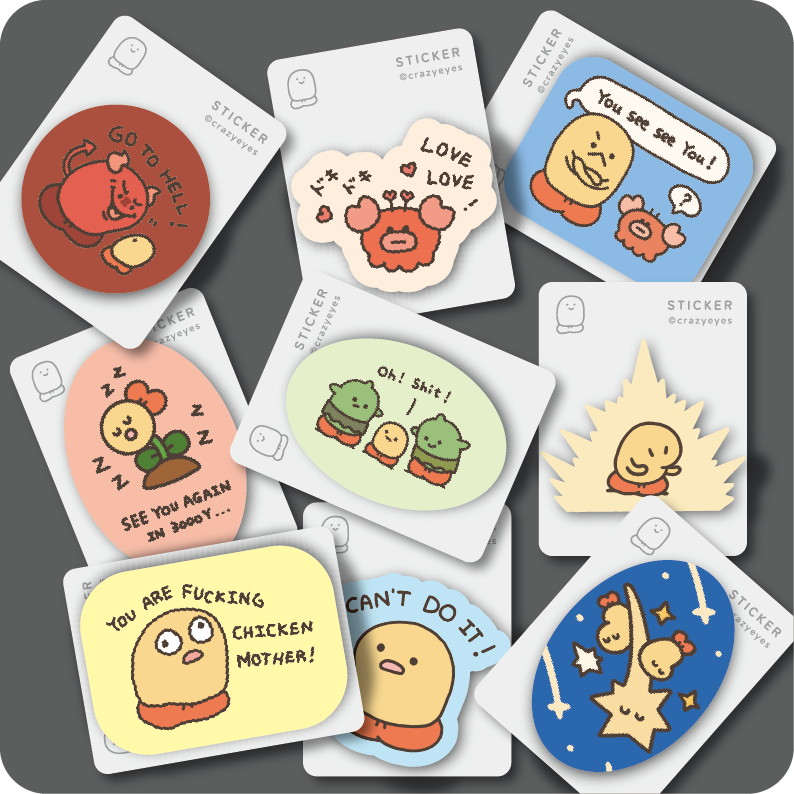 『新品』單張炸蝦の貼紙 - 共9款