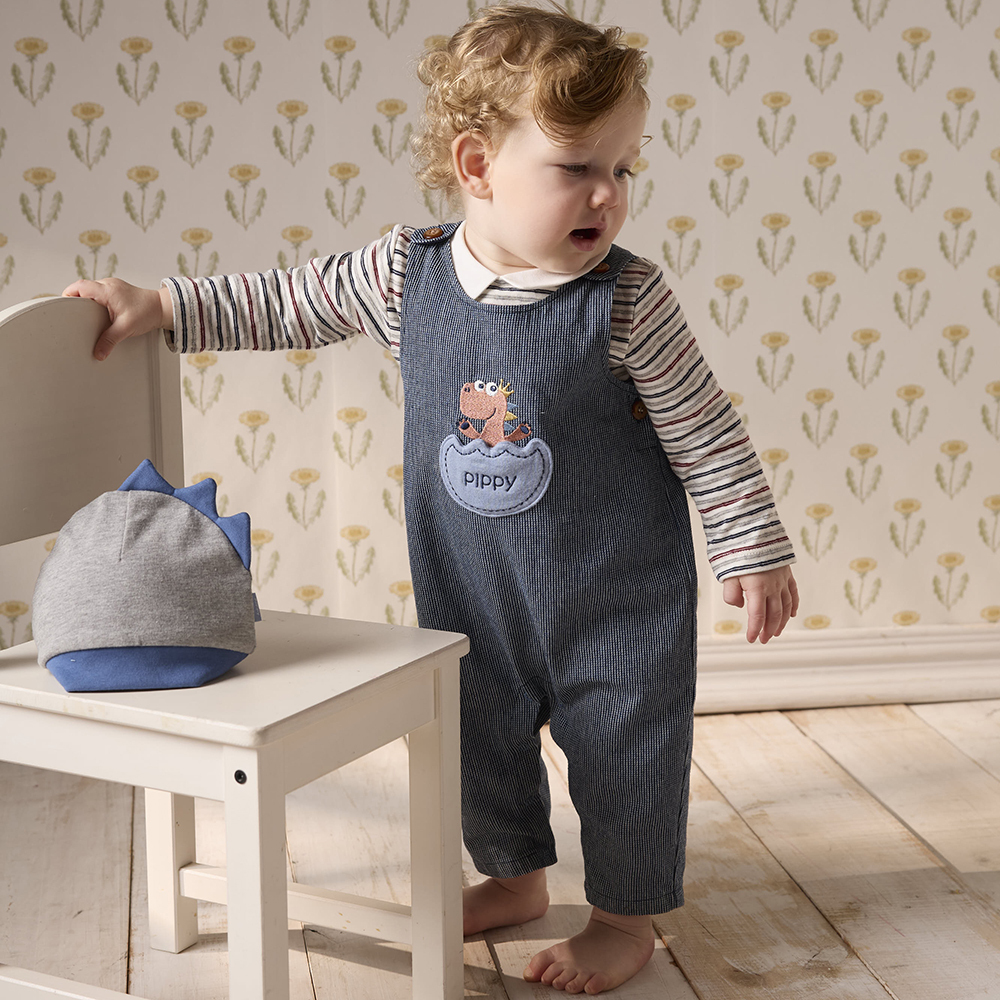 PIPPY牛仔恐龍連身褲 4件組禮盒 灰