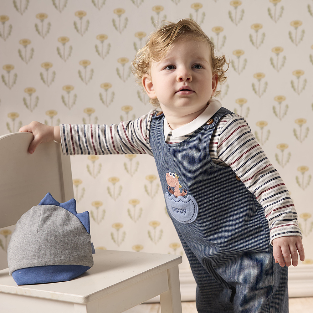 PIPPY牛仔恐龍連身褲 4件組禮盒 灰