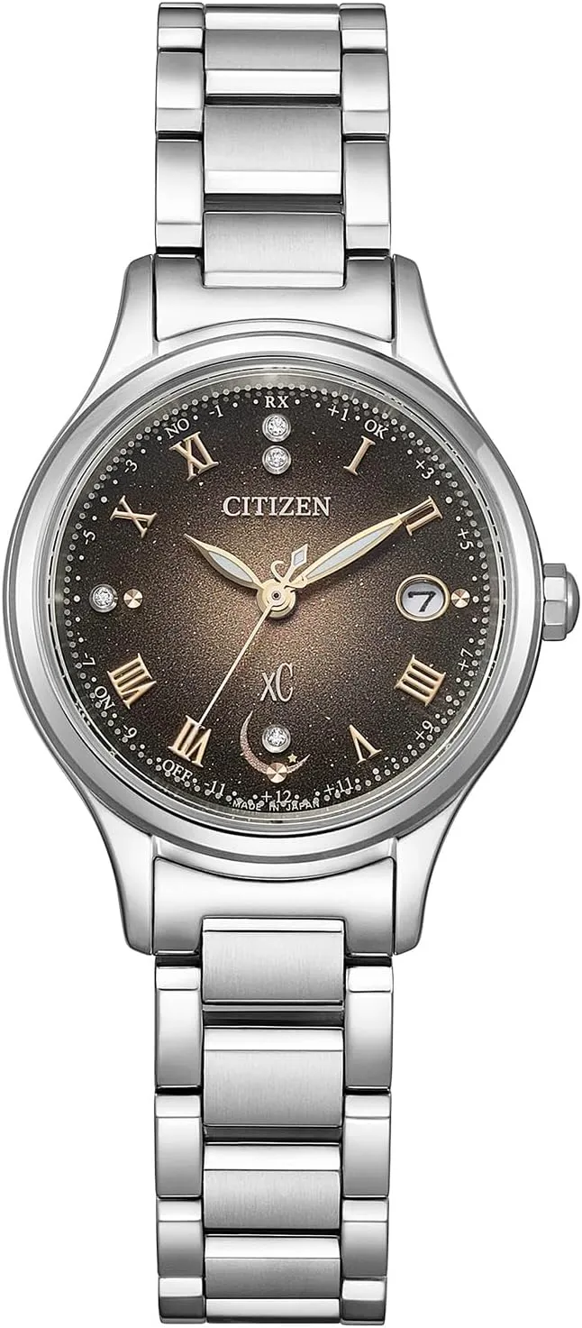 萬年鐘錶 - Citizen 星辰錶  XC    輕奢限量款弦月鈦金屬光動能電波女錶 ES9490-79E 錶徑27MM