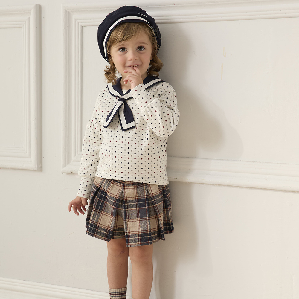 PIPPY經典格紋純棉褲裙 藍