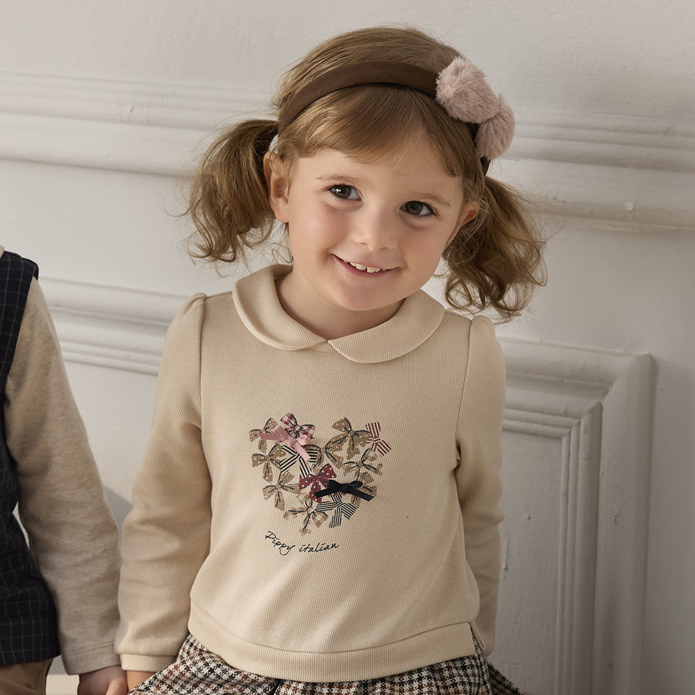 PIPPY 經典優雅蝴蝶結假兩件連身裙洋裝 卡其