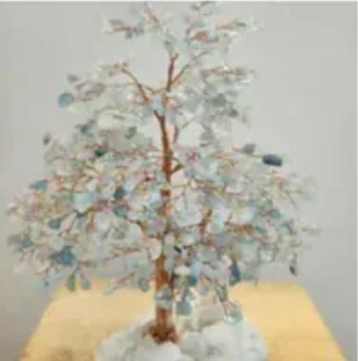 [S] GEMZ & CO HLCT BIG RAW BASE FORTUNE TREE, AQUAMARINE, W298 (W298)