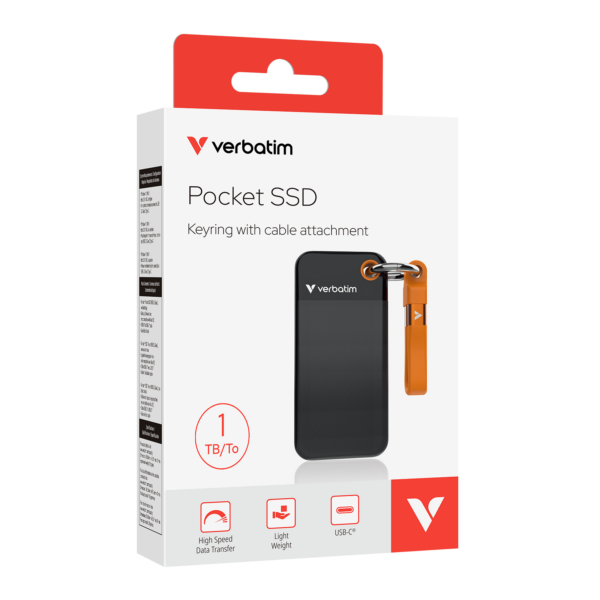 Verbatim Pocket SSD 1TB（附匙扣式 USB-C 傳輸線）