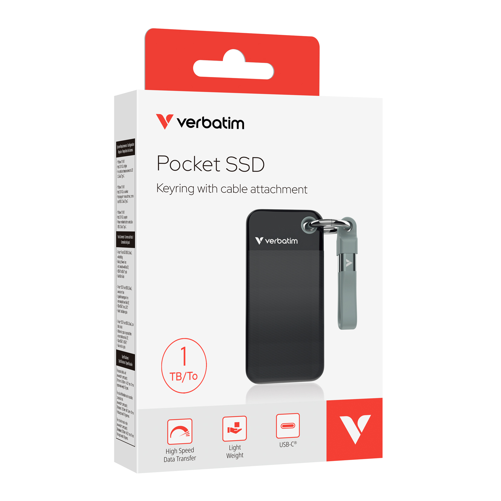 Verbatim Pocket SSD 1TB（附匙扣式 USB-C 傳輸線）