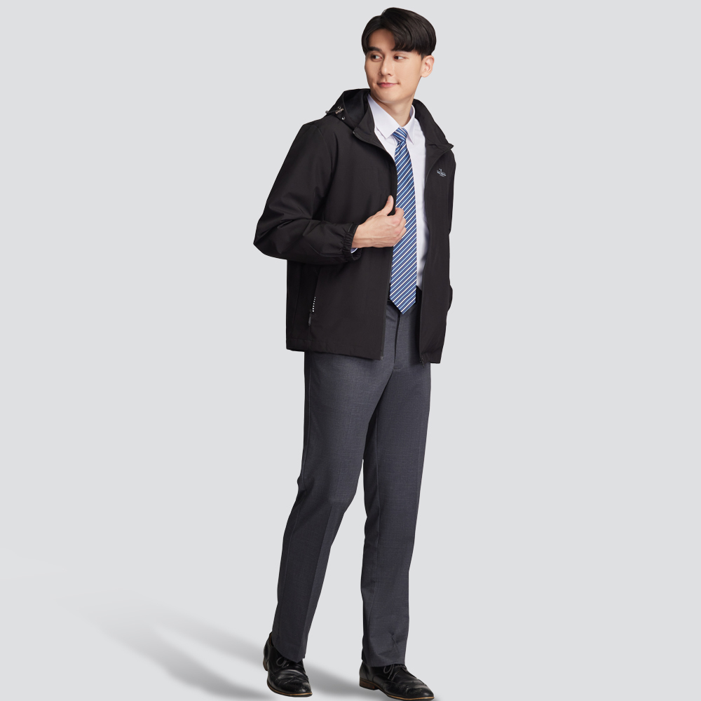 防風連帽外套-黑