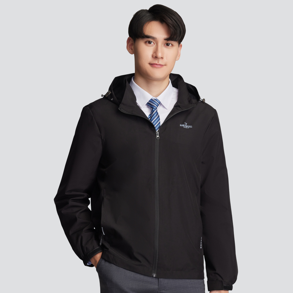 防風連帽外套-黑