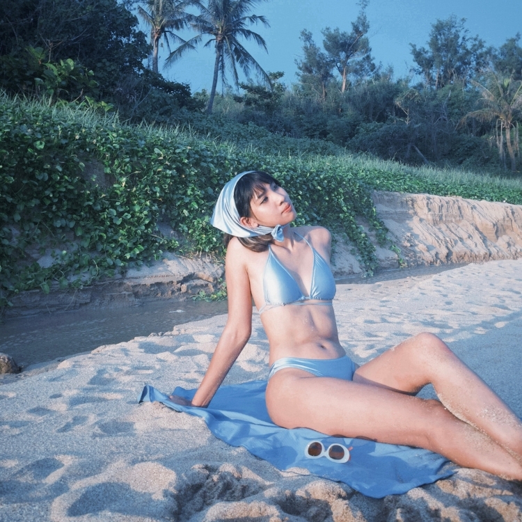 COOCEAN OCEAN GLOW 海光柔緞綁帶比基尼 淺光藍