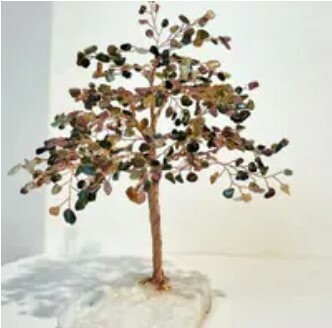 [S] GEMZ & CO HLCT RAW WHITE DRUSE BASE TREE, TOURMALINE, W30 (W30)