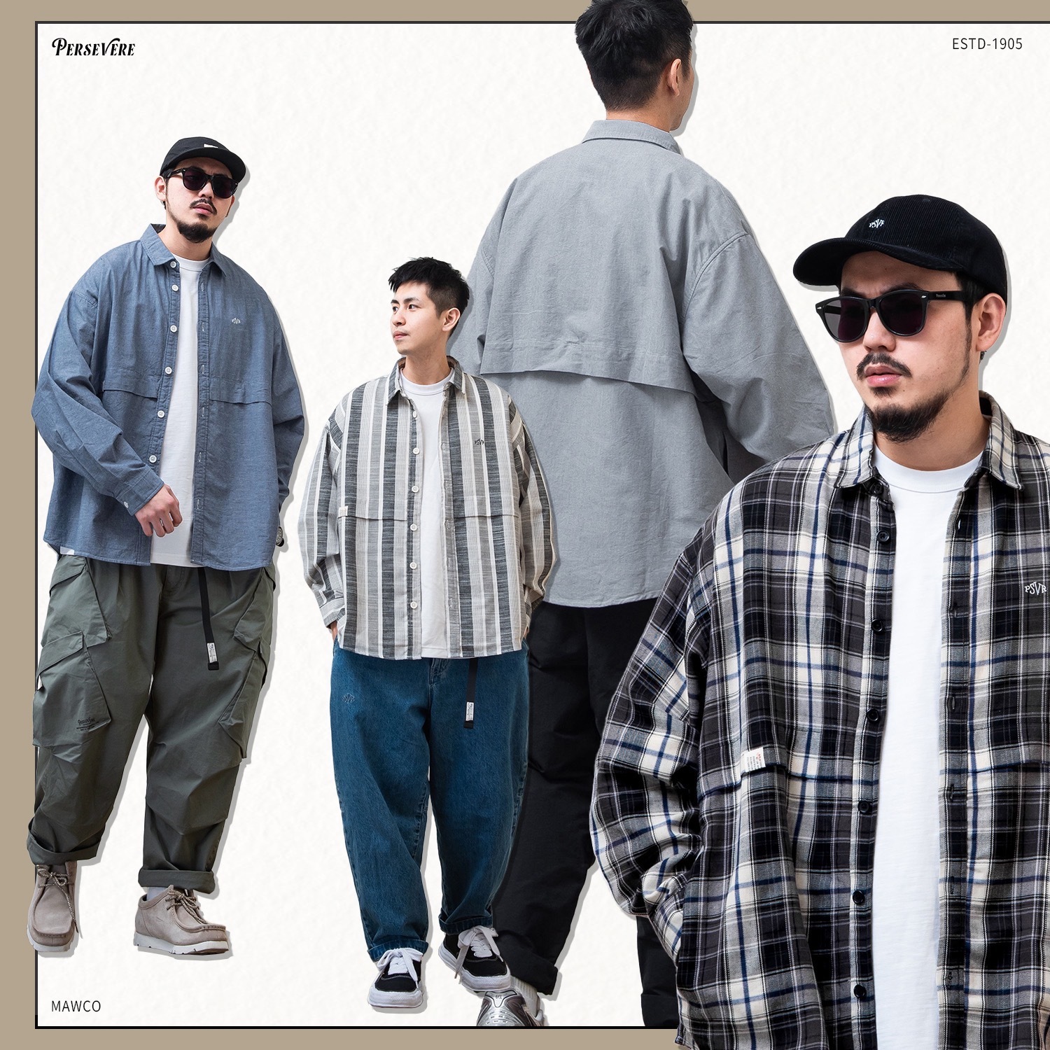 Persevere Brand Logo Long-sleeve Shirt 寬版 長袖 襯衫 四色