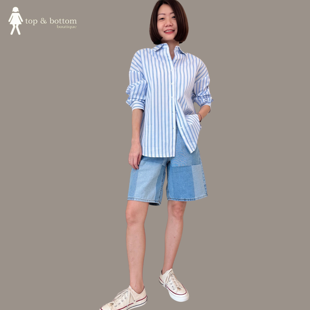 LONG SLEEVE STRIPED LONG SHIRT