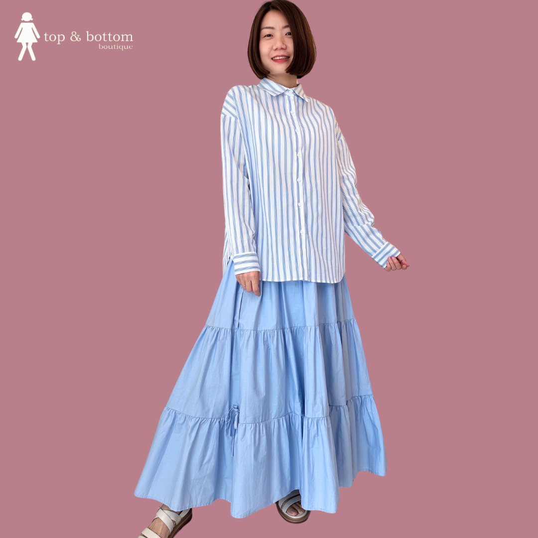 LONG SLEEVE STRIPED LONG SHIRT