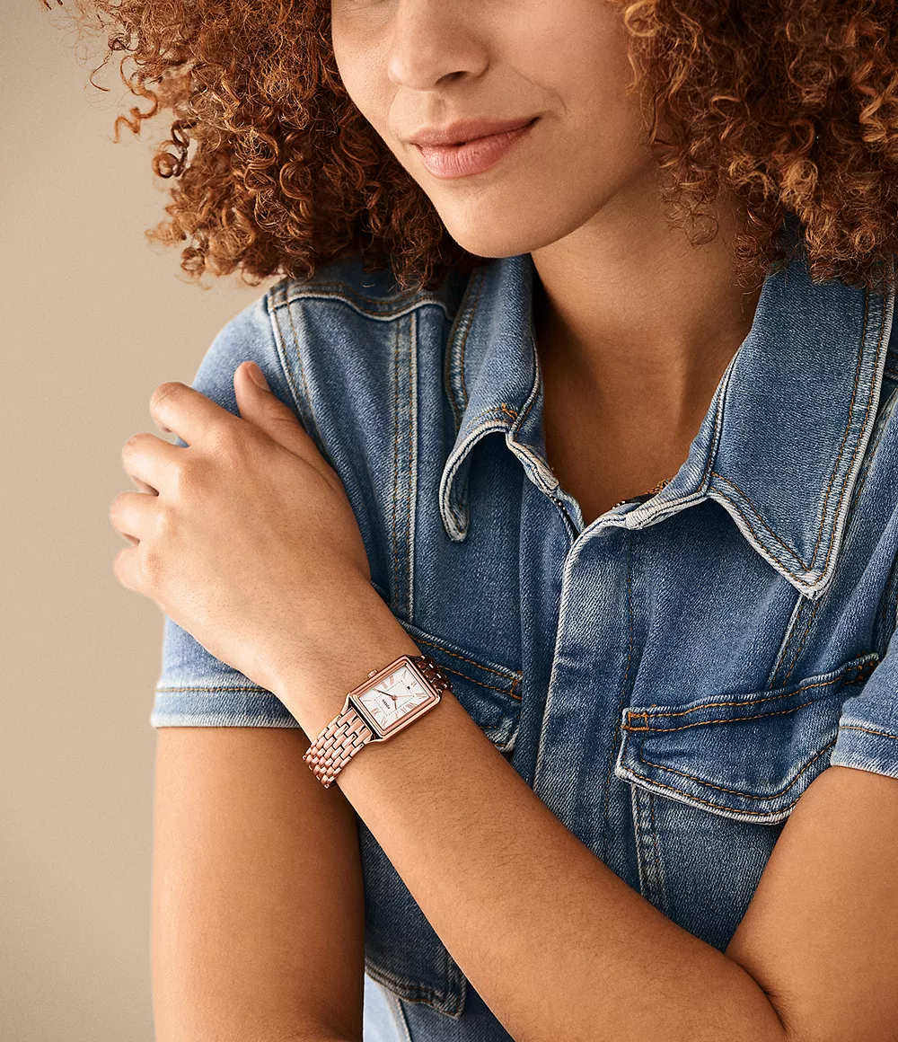 萬年鐘錶 - Fossil    Raquel 金爵女伶復古羅馬字方形不鏽鋼女錶  ES5271  錶徑23MM