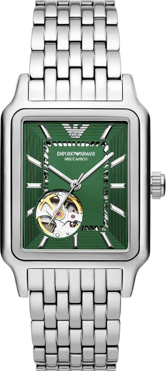 萬年鐘錶 - ARMANI   亞曼尼   偏芯坦克小鏤空機械男錶  AR60067  錶徑36MM