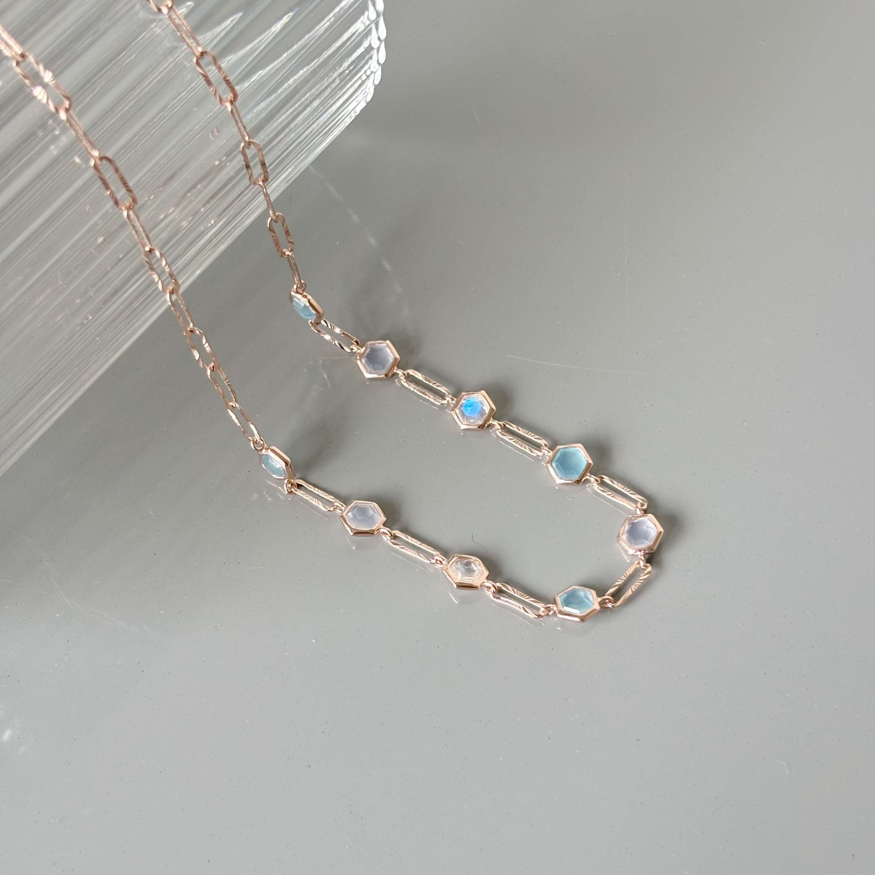 Blue Hexagon切花項鍊