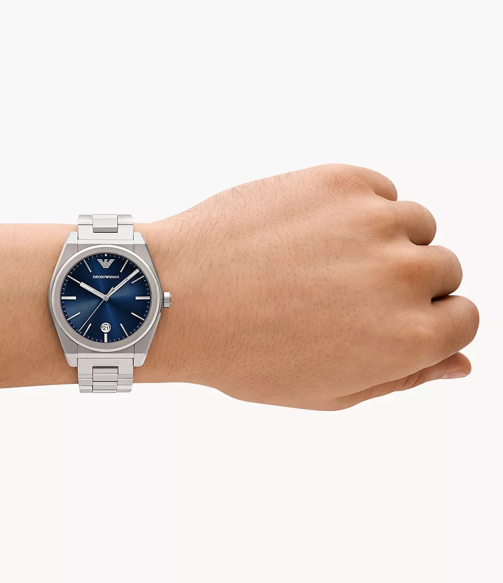 萬年鐘錶 - ARMANI  精品腕錶   亞曼尼經典藍色面盤不鏽鋼男錶 AR11620 錶徑41MM