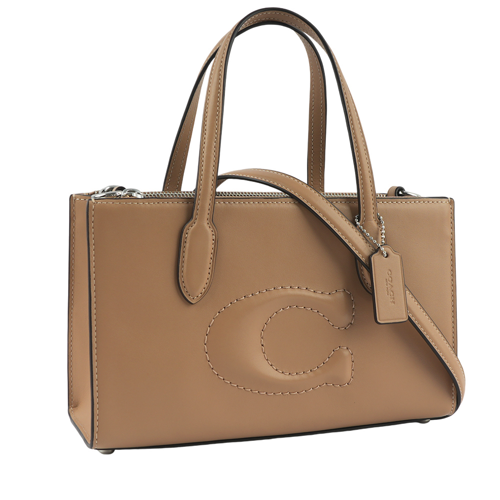 【COACH】Nina 銀釦縫線標誌小牛皮手提/斜背二用包