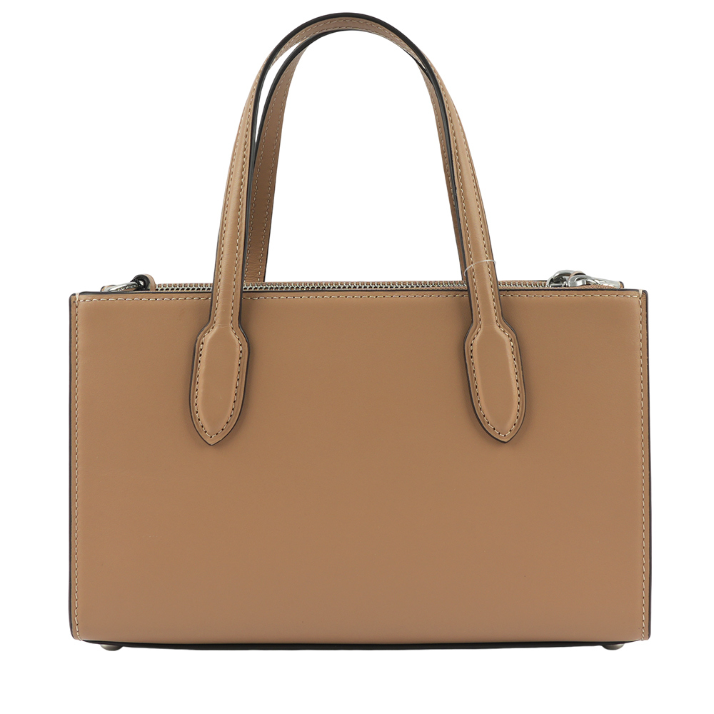 【COACH】Nina 銀釦縫線標誌小牛皮手提/斜背二用包(奶茶色) CR097 SVTP