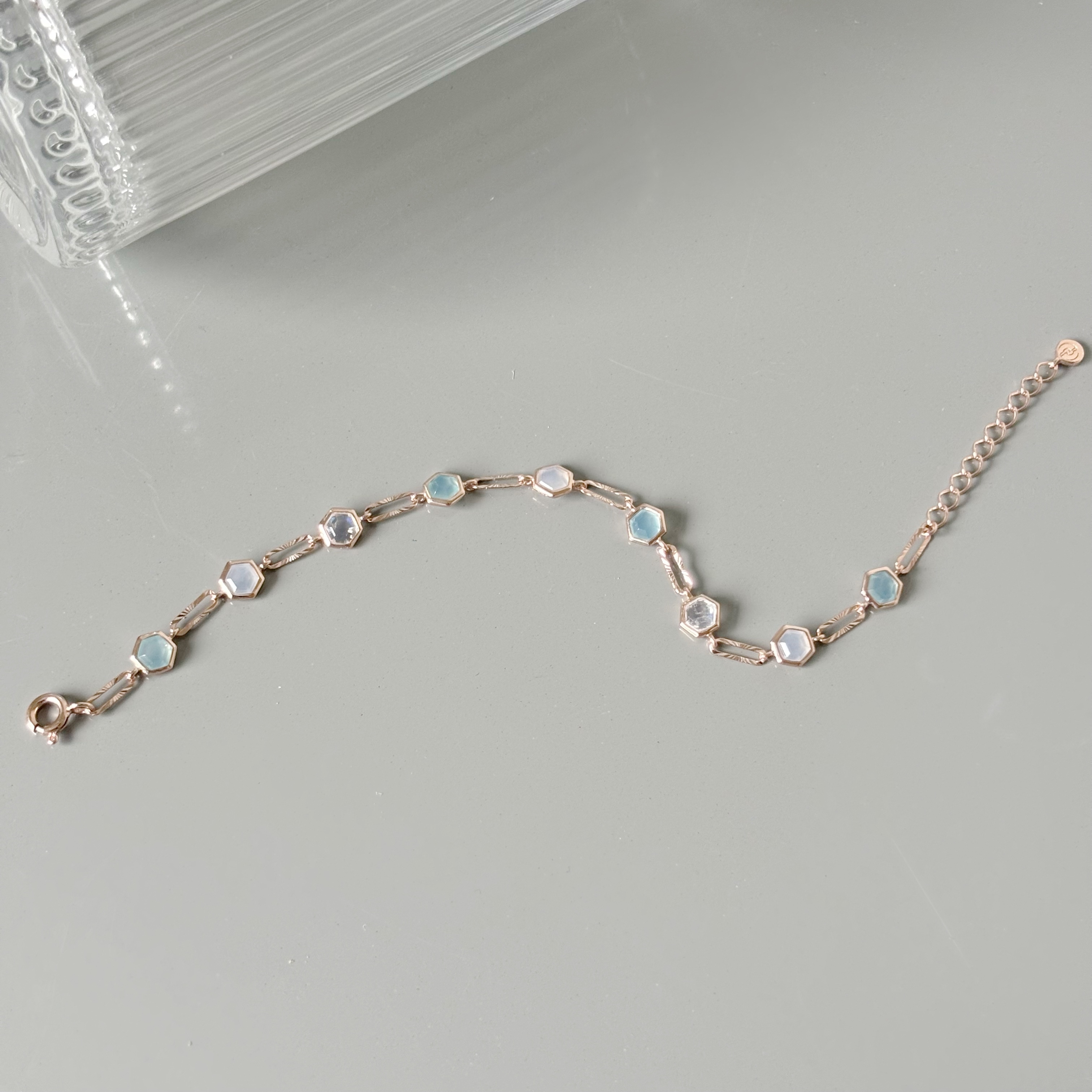 Blue Hexagon切花手鍊