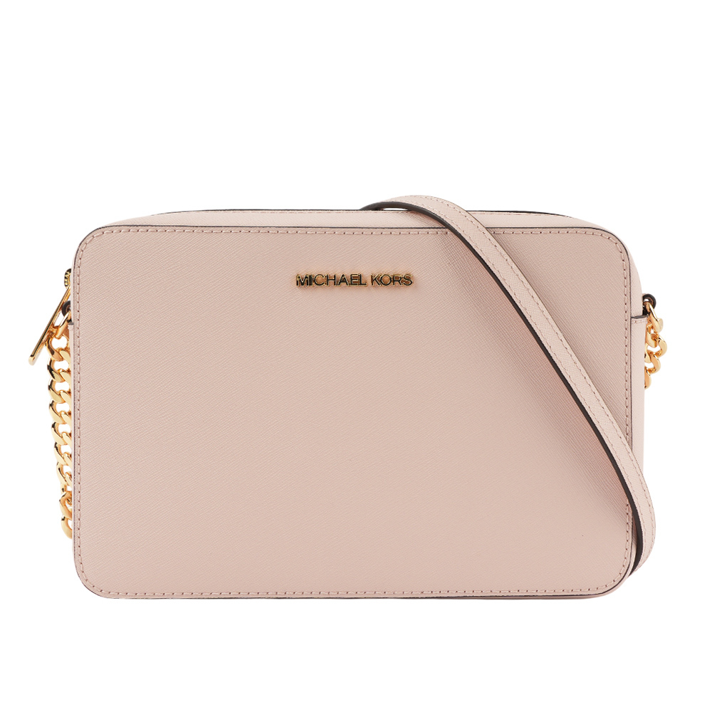 【Michael Kors】金字logo方形鏈帶斜背包(粉色) 35T8GTTC9L PWDBLUSH