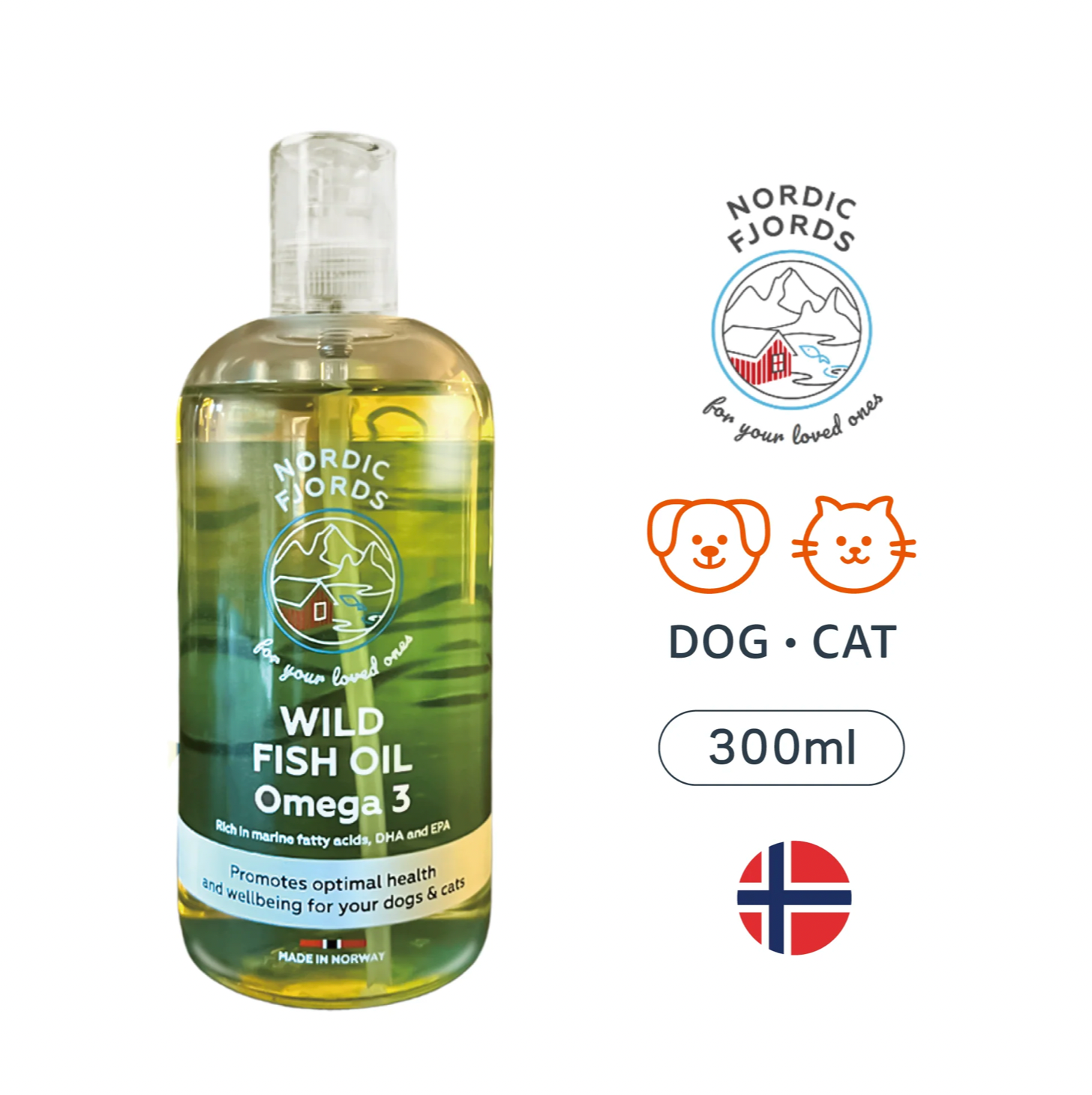 【Nordic Fjords挪威灣】100%挪威原裝進口高階版野生魚油 300ml噴頭裝