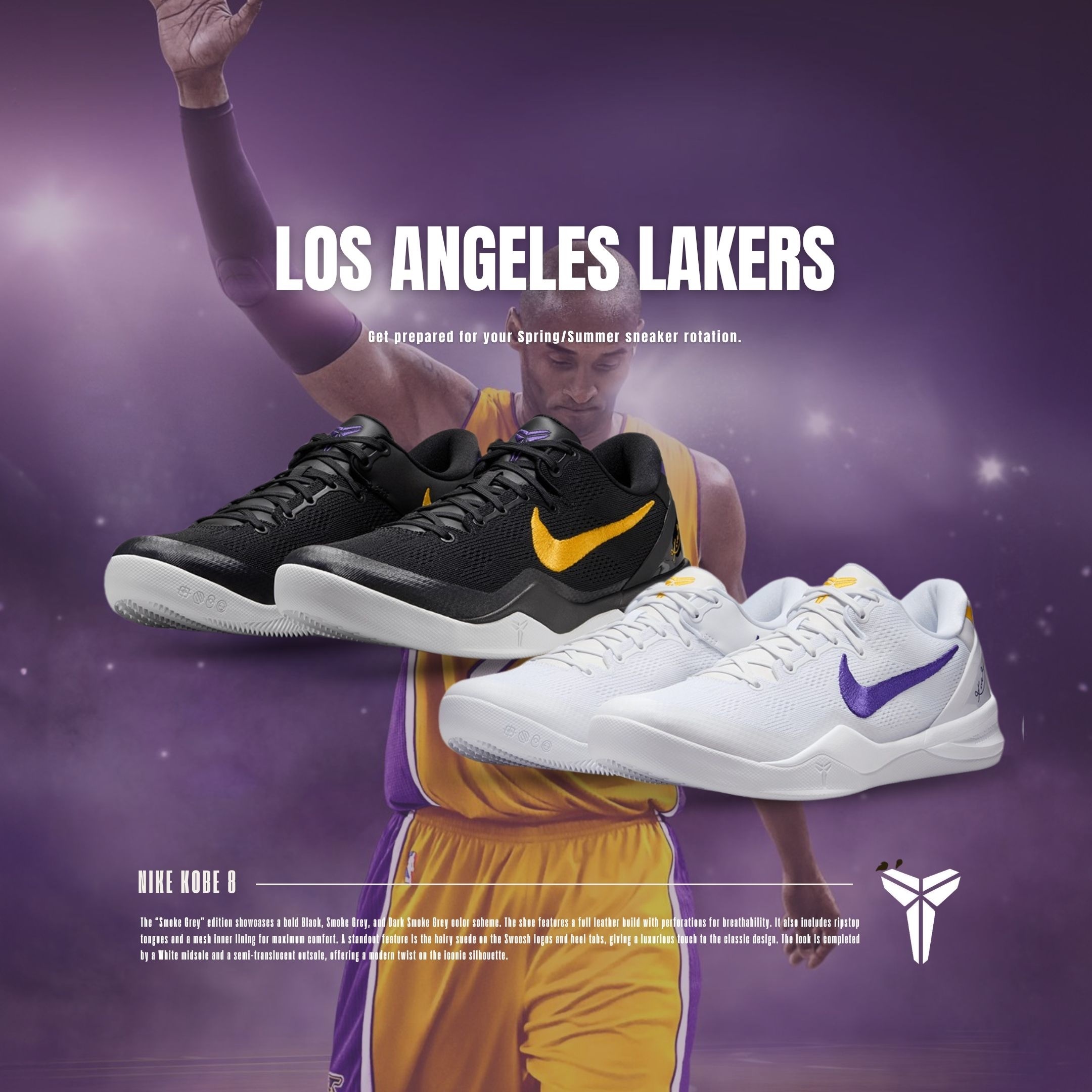 NICEDAY 代購 Nike Kobe 8 Lakers Away 湖人隊 紫金 黑 白 實戰籃球鞋