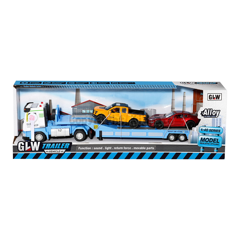 《 KIDMATE 》 1:40 合金迴力運輸拖板車