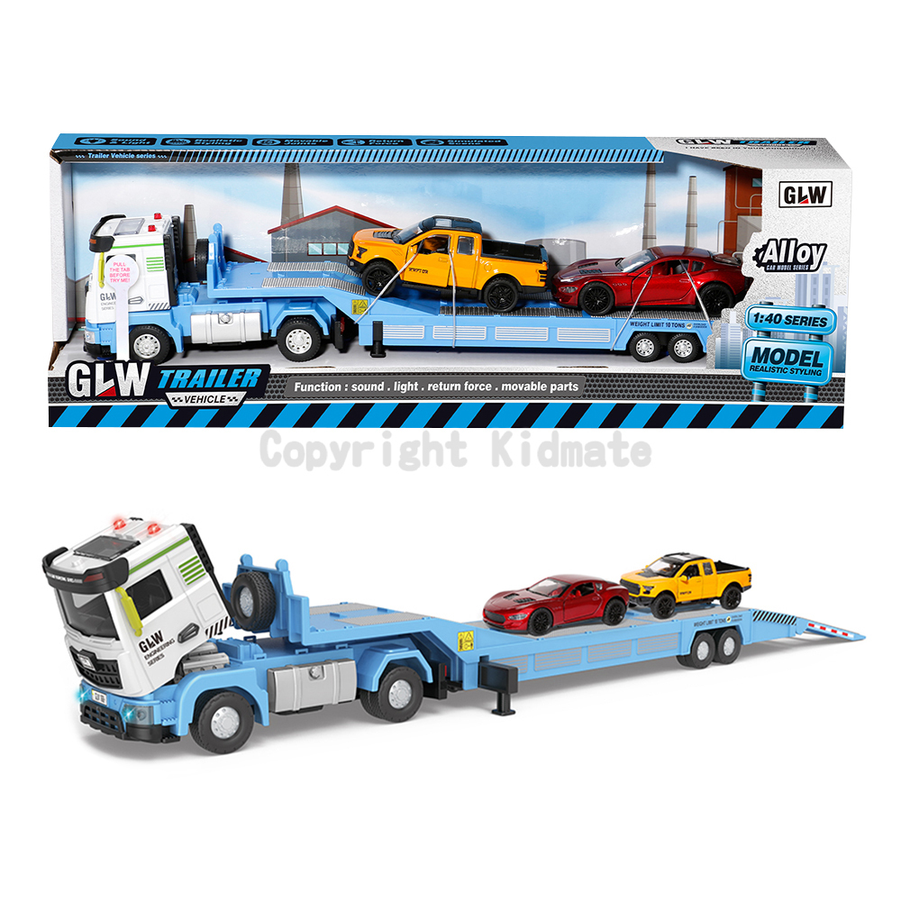 《 KIDMATE 》 1:40 合金迴力運輸拖板車