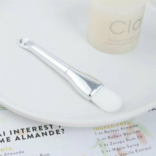 Hot push mask brush (electroplated silver/mask brush with soft bristles)