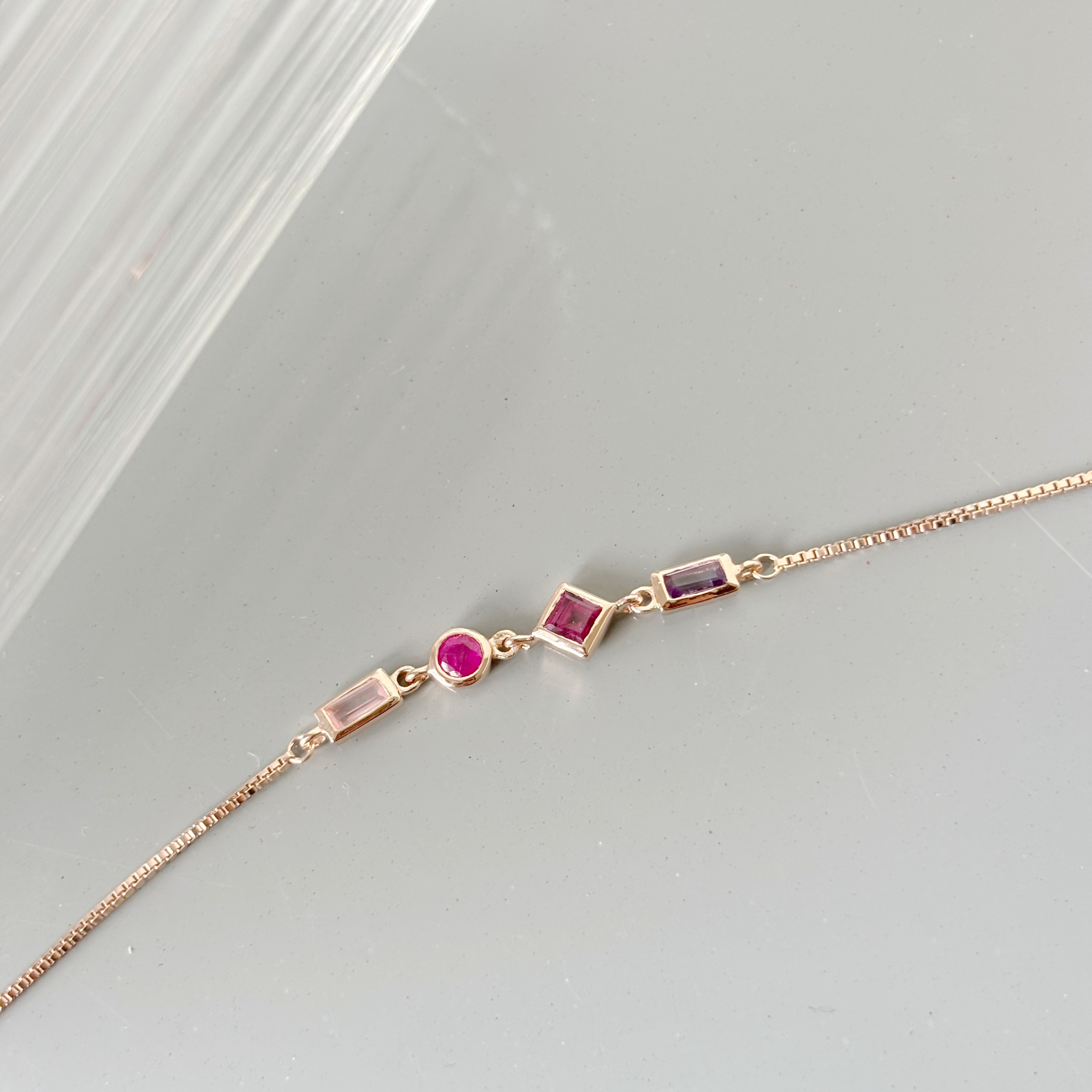 Lego粉紫寶石可調式手鍊