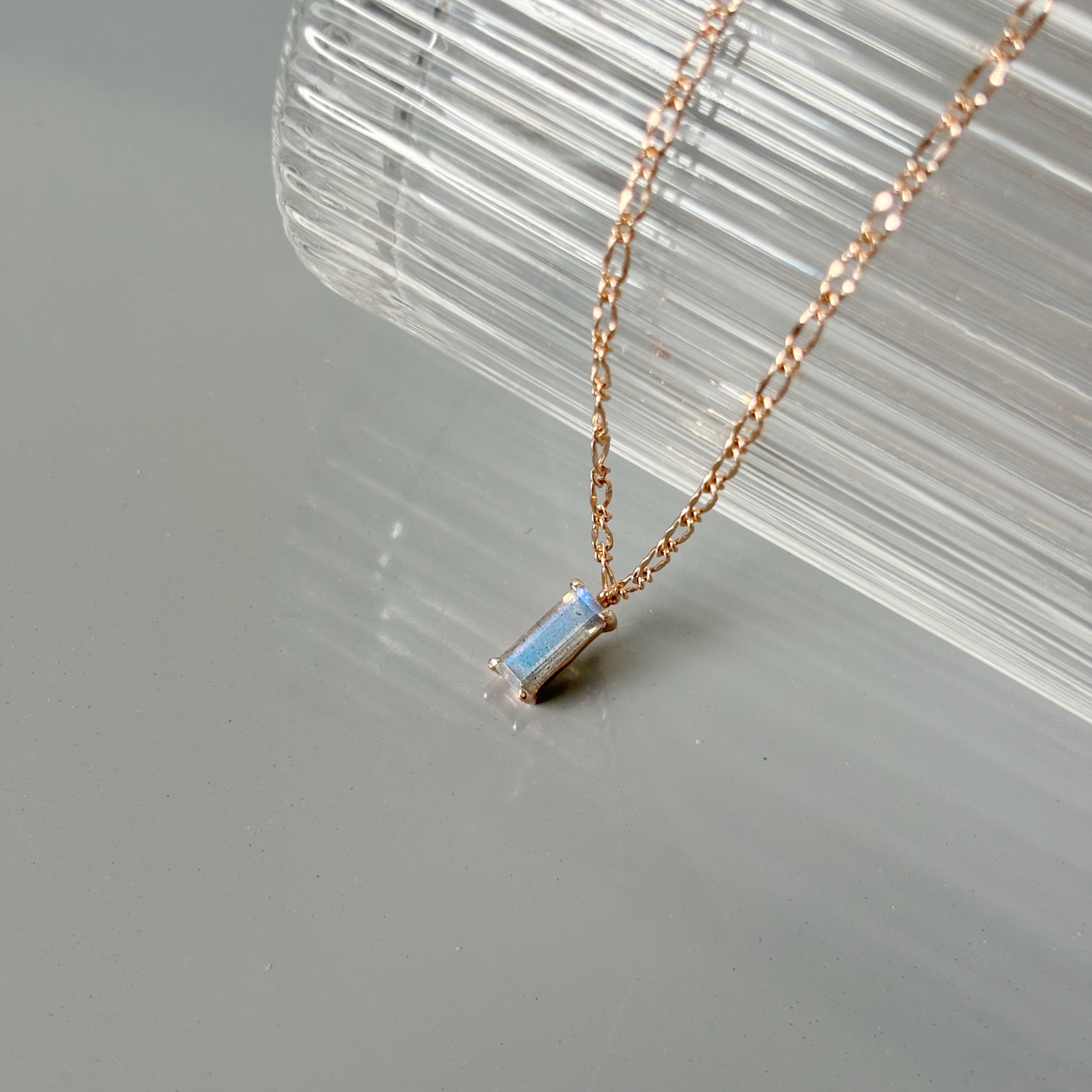 Baguette爪鑲拉長石項鍊